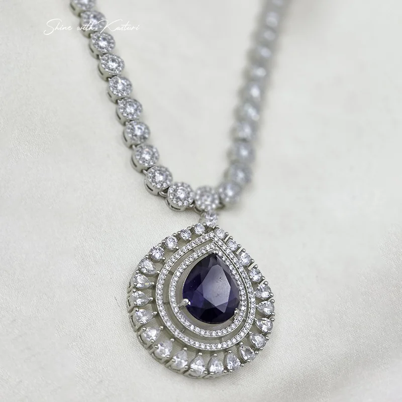 Amethyst Teardrop Crystal Necklace Set - Image 4