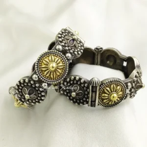 Stylish Dual Tone Oxidised Silver Bangle Set of 5 - Image 5