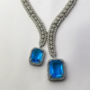 Minu Cubic Zirconia Y-Necklace, Aqua stone - Image 5