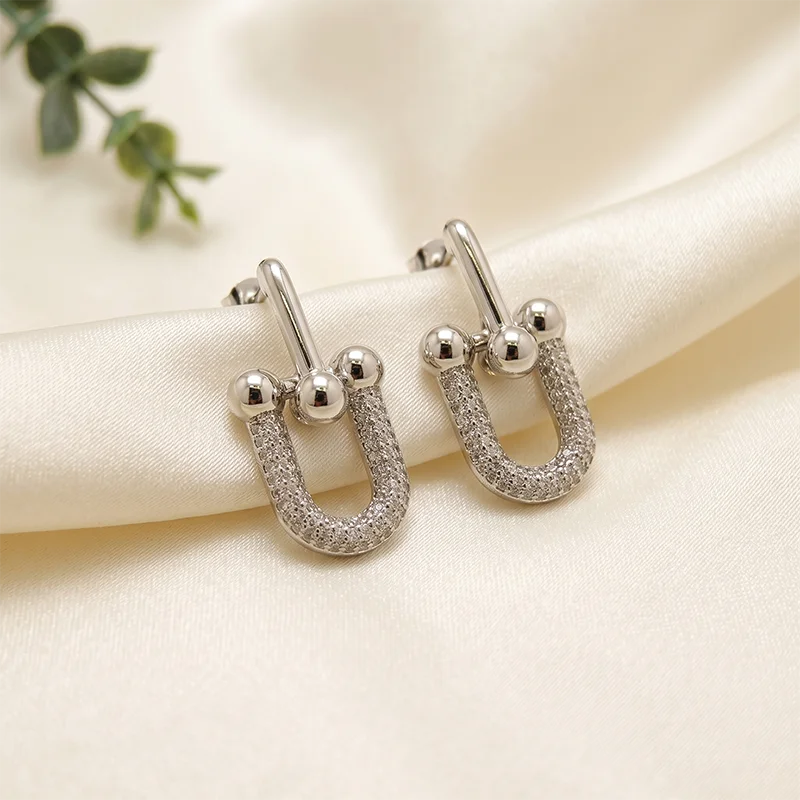 U-Shape Cubic Zirconia Huggies