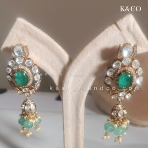 Statement Long Necklace, Polki Kundan & Stone - Image 3