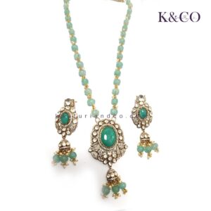 Statement Long Necklace, Polki Kundan & Stone - Image 4