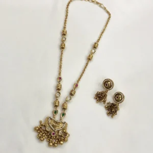 Antique Gold Pendant Necklace Set with Earrings