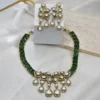 Antique Kundan Necklace Set with Green Stones and Earrings