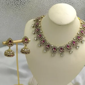 Blush Pink Kundan Statement Necklace Set