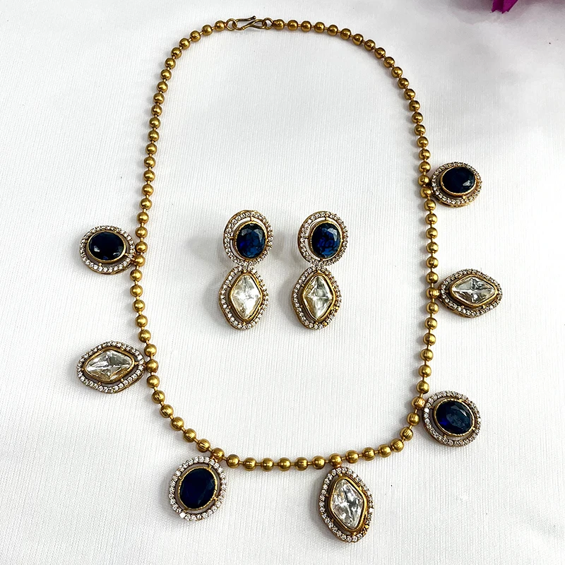 Buy Kundan Beaded Necklace Set