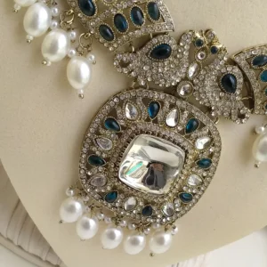 Celebrity Inspired Choker with Royal Pendant, Black - Image 3