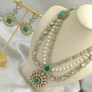 Kundan Polki Necklace Set with Pearl Beads