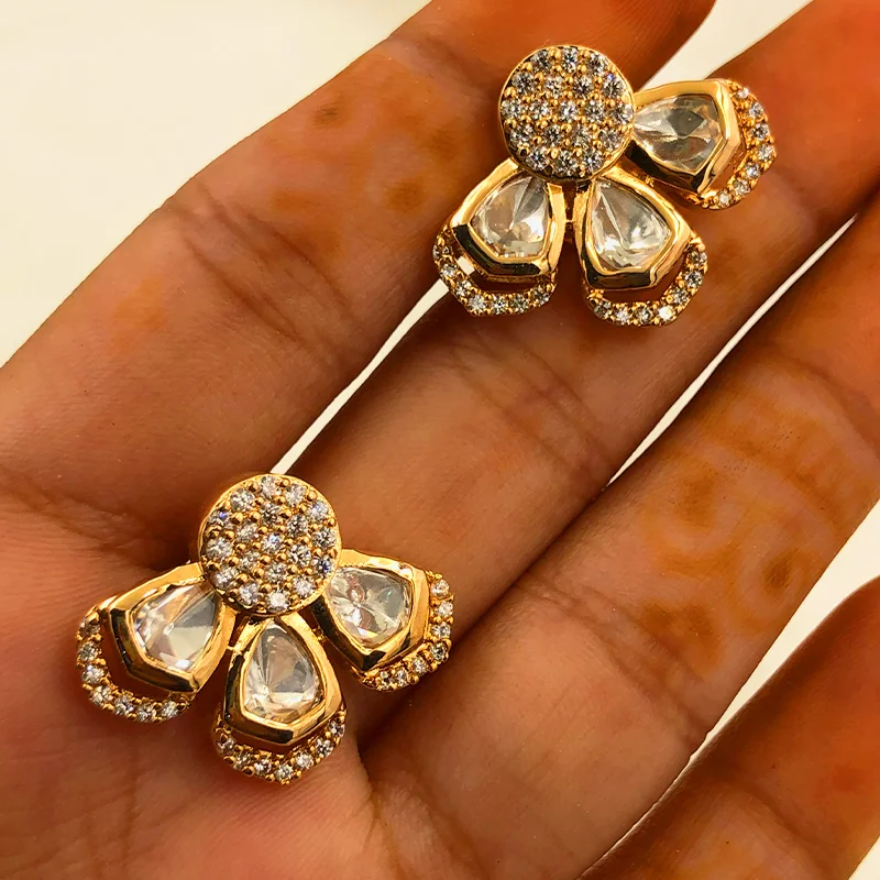 Golden Floral Stylish Stud Earrings
