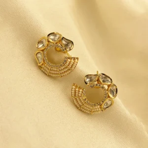 Kundan C Shape Statement Studs