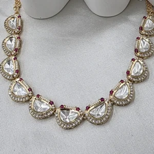 Alternative view of Kundan & Ruby Stone Lightweight Choker