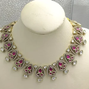 Alternative view of Blush Pink Kundan Statement Necklace Set