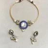 Kundan Pearl Blue Choker with Earrings