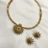 Ruby Floral Kundan Pendant Necklace Set